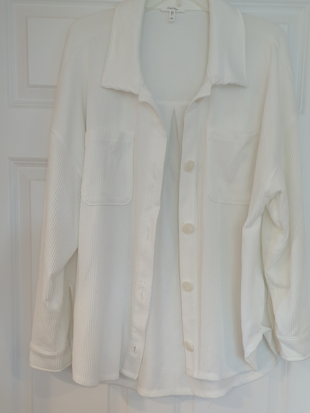 Maurices Cream-White Casual Button Front Shirt Jacket